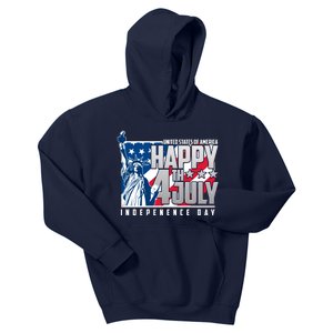 Happy Fourth of July Independence Day Statue of Liberty USA Flag Kids Hoodie