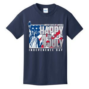 Happy Fourth of July Independence Day Statue of Liberty USA Flag Kids T-Shirt