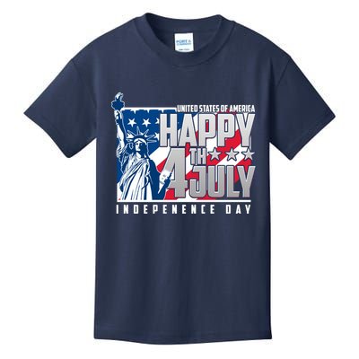 Happy Fourth of July Independence Day Statue of Liberty USA Flag Kids T-Shirt