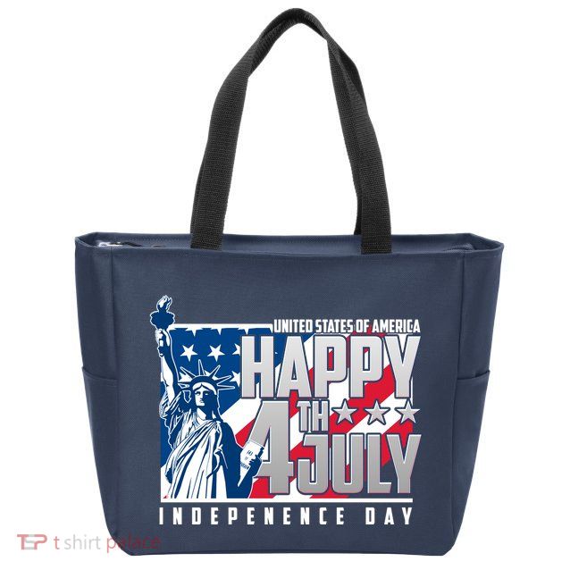 Happy Fourth of July Independence Day Statue of Liberty USA Flag Zip Tote Bag