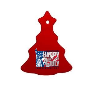 Happy Fourth of July Independence Day Statue of Liberty USA Flag Ceramic Tree Ornament