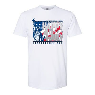 Happy Fourth of July Independence Day Statue of Liberty USA Flag Softstyle CVC T-Shirt