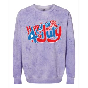 Happy Fourth Of July Red White And Blue Colorblast Crewneck Sweatshirt