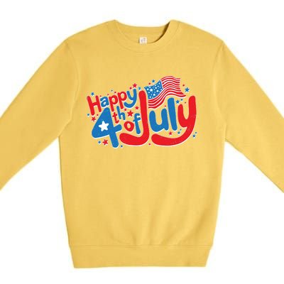 Happy Fourth Of July Red White And Blue Premium Crewneck Sweatshirt