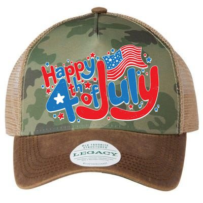 Happy Fourth Of July Red White And Blue Legacy Tie Dye Trucker Hat