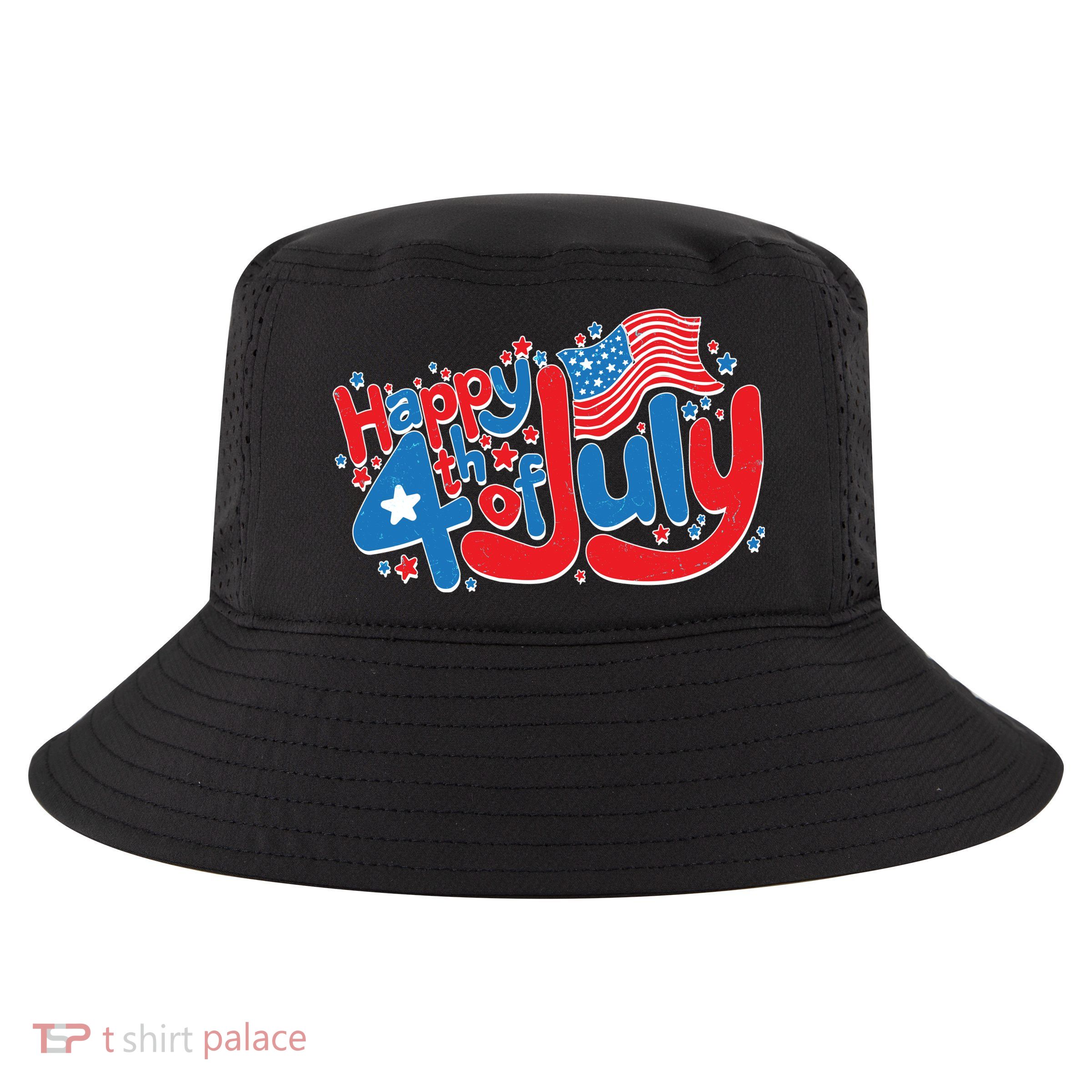 Happy Fourth Of July Red White And Blue Cool Comfort Performance Bucket Hat