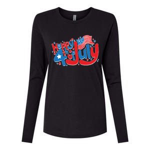 Happy Fourth Of July Red White And Blue Womens Cotton Relaxed Long Sleeve T-Shirt