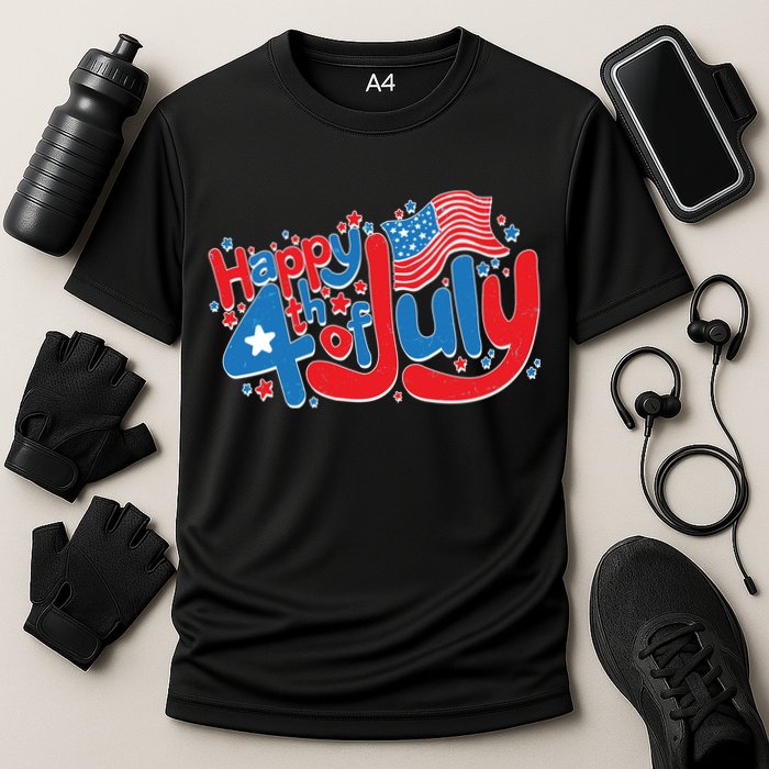 Happy Fourth Of July Red White And Blue Cooling Performance Crew T-Shirt