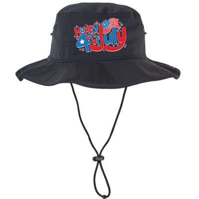 Happy Fourth Of July Red White And Blue Bucket Hat
