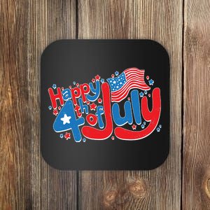 Happy Fourth Of July Red White And Blue Coaster