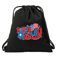 Happy Fourth Of July Red White And Blue Drawstring Bag