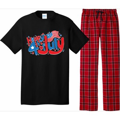 Happy Fourth Of July Red White And Blue Pajama Set