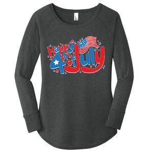 Happy Fourth Of July Red White And Blue Women's Perfect Tri Tunic Long Sleeve Shirt