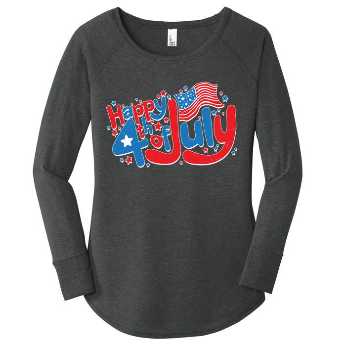 Happy Fourth Of July Red White And Blue Women's Perfect Tri Tunic Long Sleeve Shirt