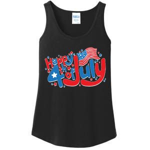 Happy Fourth Of July Red White And Blue Ladies Essential Tank