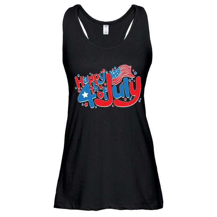 Happy Fourth Of July Red White And Blue Ladies Essential Flowy Tank