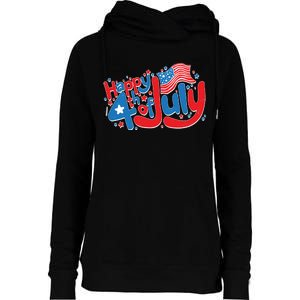 Happy Fourth Of July Red White And Blue Womens Funnel Neck Pullover Hood