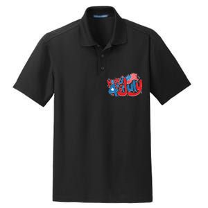 Happy Fourth Of July Red White And Blue Dry Zone Grid Polo