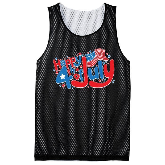 Happy Fourth Of July Red White And Blue Mesh Reversible Basketball Jersey Tank