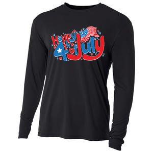 Happy Fourth Of July Red White And Blue Cooling Performance Long Sleeve Crew