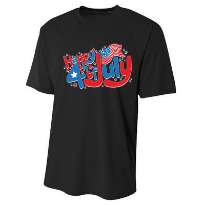 Happy Fourth Of July Red White And Blue Performance Sprint T-Shirt