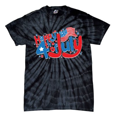 Happy Fourth Of July Red White And Blue Tie-Dye T-Shirt