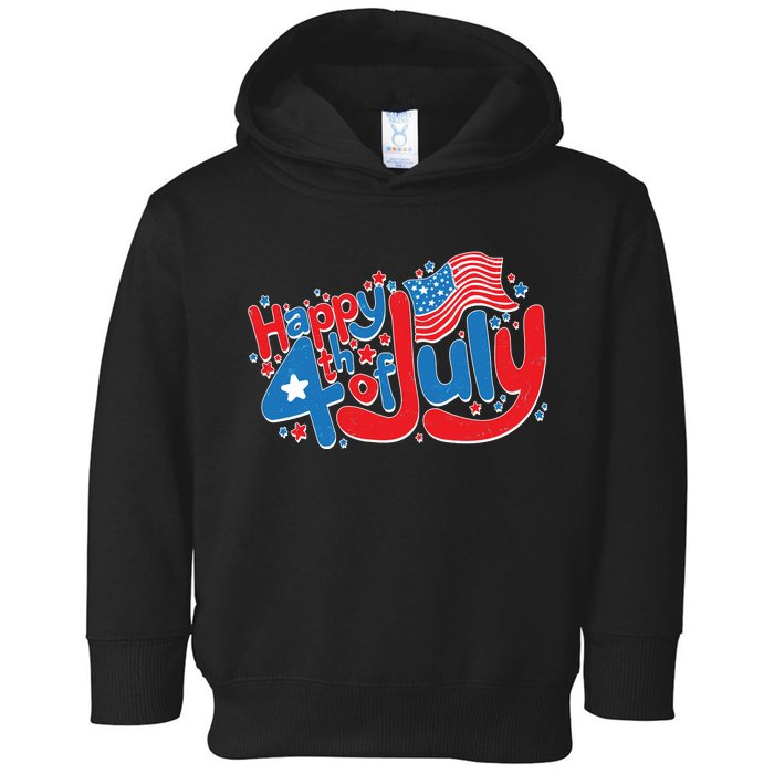 Happy Fourth Of July Red White And Blue Toddler Hoodie