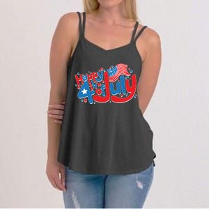 Happy Fourth Of July Red White And Blue Women's Strappy Tank