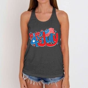 Happy Fourth Of July Red White And Blue Women's Knotted Racerback Tank