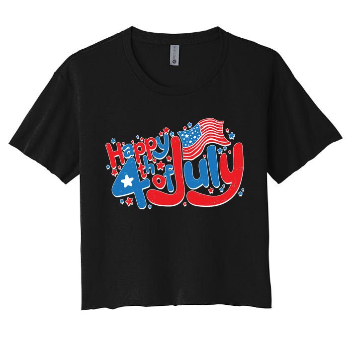 Happy Fourth Of July Red White And Blue Women's Crop Top Tee