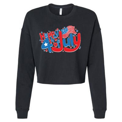 Happy Fourth Of July Red White And Blue Cropped Pullover Crew