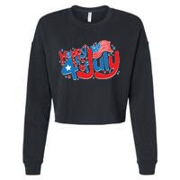 Happy Fourth Of July Red White And Blue Cropped Pullover Crew