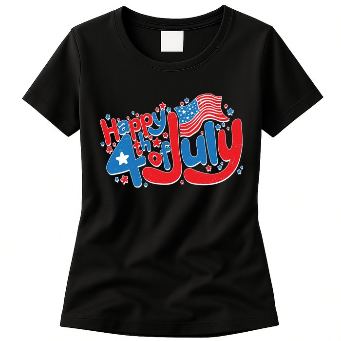 Happy Fourth Of July Red White And Blue Womens T-Shirt