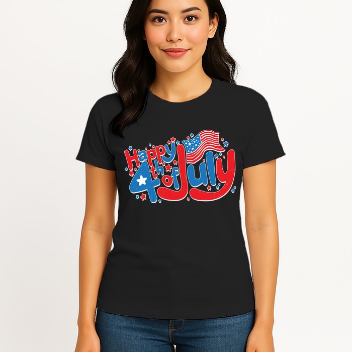 Happy Fourth Of July Red White And Blue Womens T-Shirt