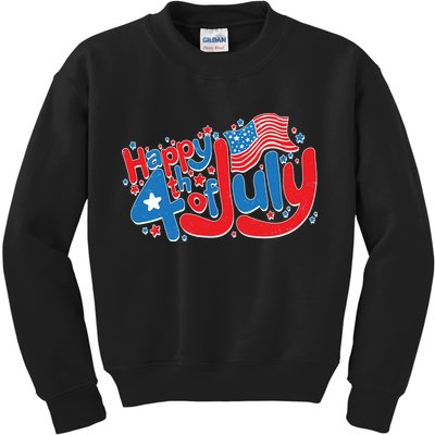 Happy Fourth Of July Red White And Blue Kids Sweatshirt