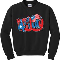 Happy Fourth Of July Red White And Blue Kids Sweatshirt