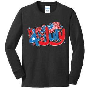 Happy Fourth Of July Red White And Blue Kids Long Sleeve Shirt