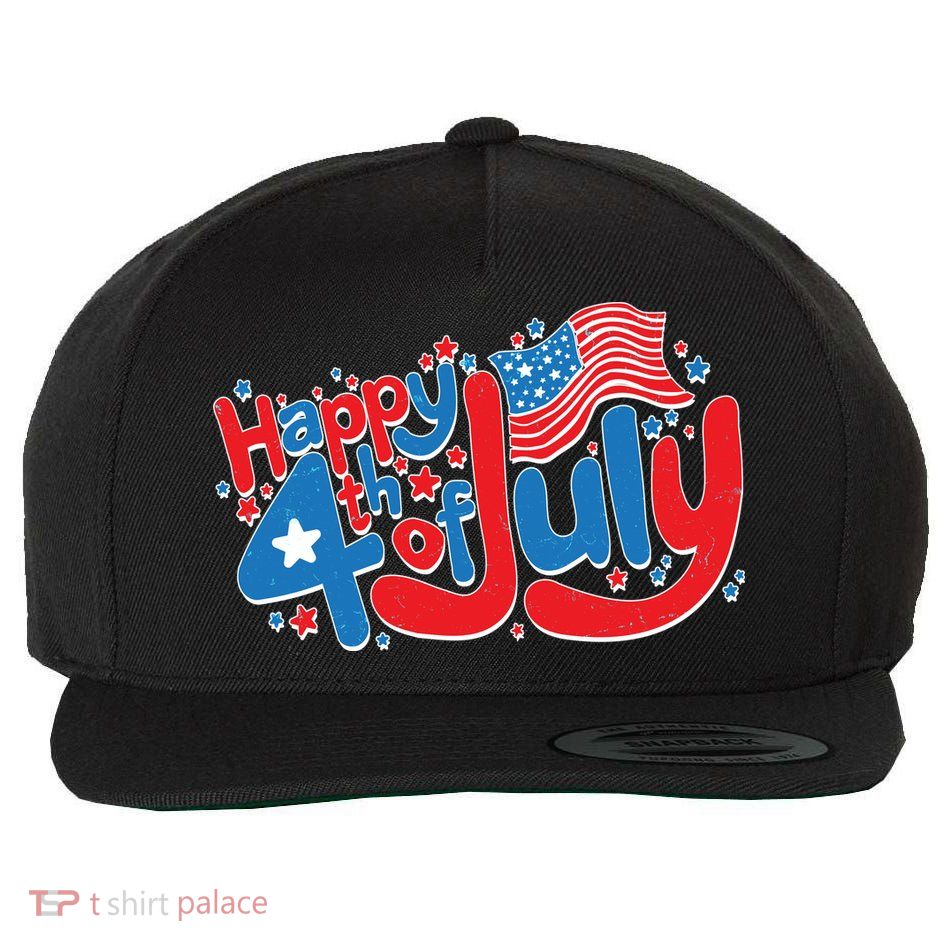 Happy Fourth Of July Red White And Blue Wool Snapback Cap