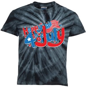 Happy Fourth Of July Red White And Blue Kids Tie-Dye T-Shirt