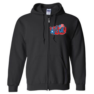 Happy Fourth Of July Red White And Blue Full Zip Hoodie