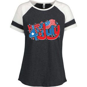 Happy Fourth Of July Red White And Blue Enza Ladies Jersey Colorblock Tee