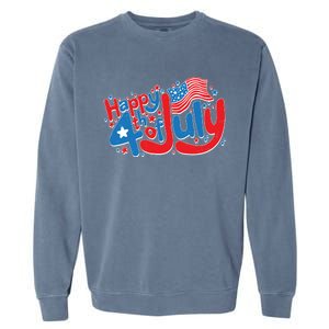 Happy Fourth Of July Red White And Blue Garment-Dyed Sweatshirt