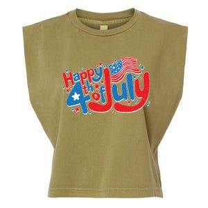 Happy Fourth Of July Red White And Blue Garment-Dyed Women's Muscle Tee