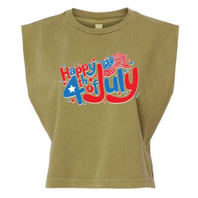 Happy Fourth Of July Red White And Blue Garment-Dyed Women's Muscle Tee