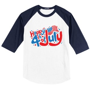 Happy Fourth Of July Red White And Blue Baseball Sleeve Shirt