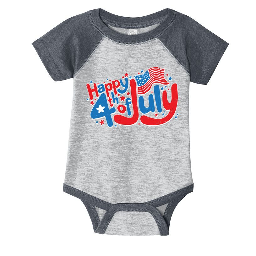 Happy Fourth Of July Red White And Blue Infant Baby Jersey Bodysuit