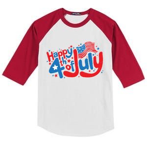 Happy Fourth Of July Red White And Blue Kids Colorblock Raglan Jersey