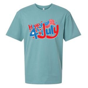 Happy Fourth Of July Red White And Blue Sueded Cloud Jersey T-Shirt