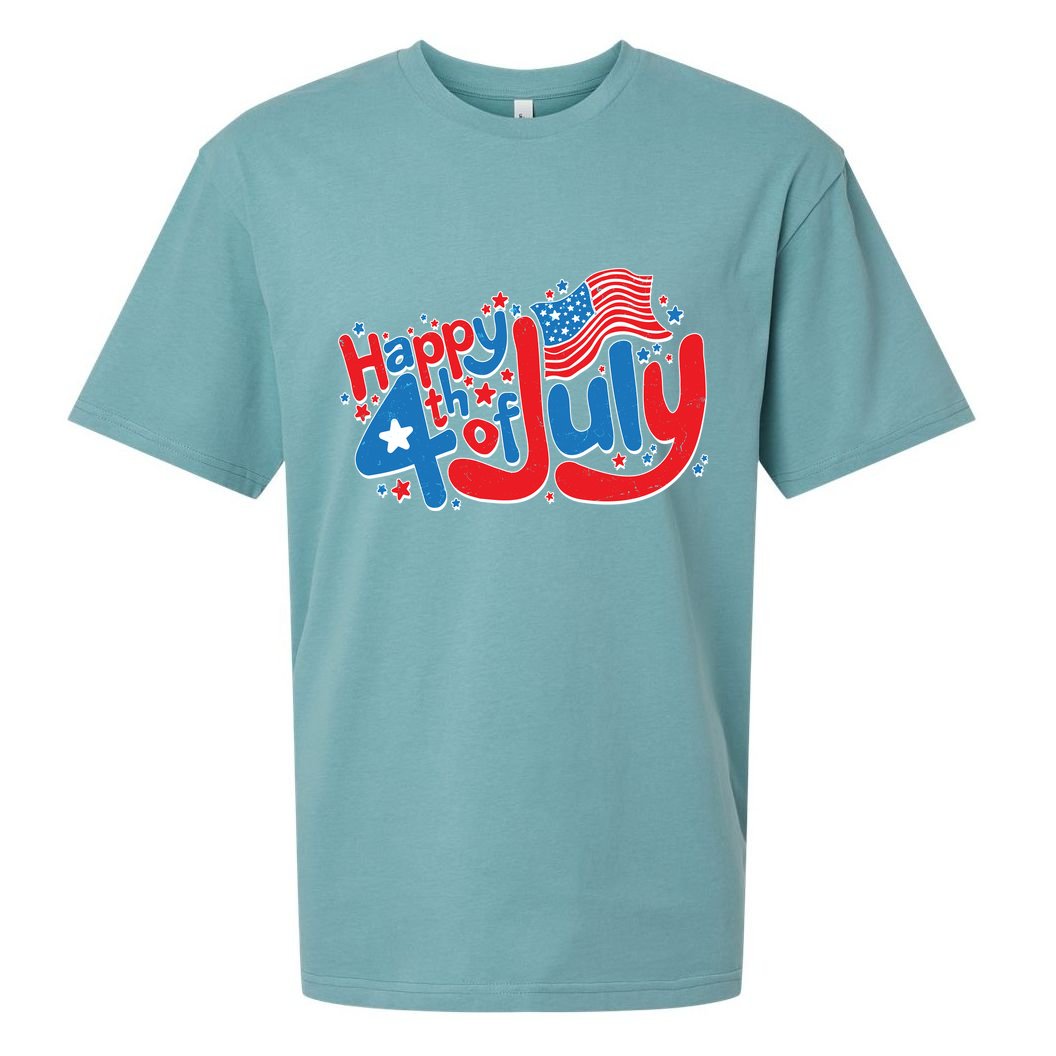 Happy Fourth Of July Red White And Blue Sueded Cloud Jersey T-Shirt
