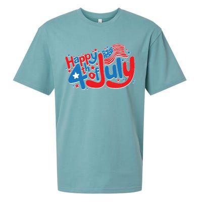 Happy Fourth Of July Red White And Blue Sueded Cloud Jersey T-Shirt